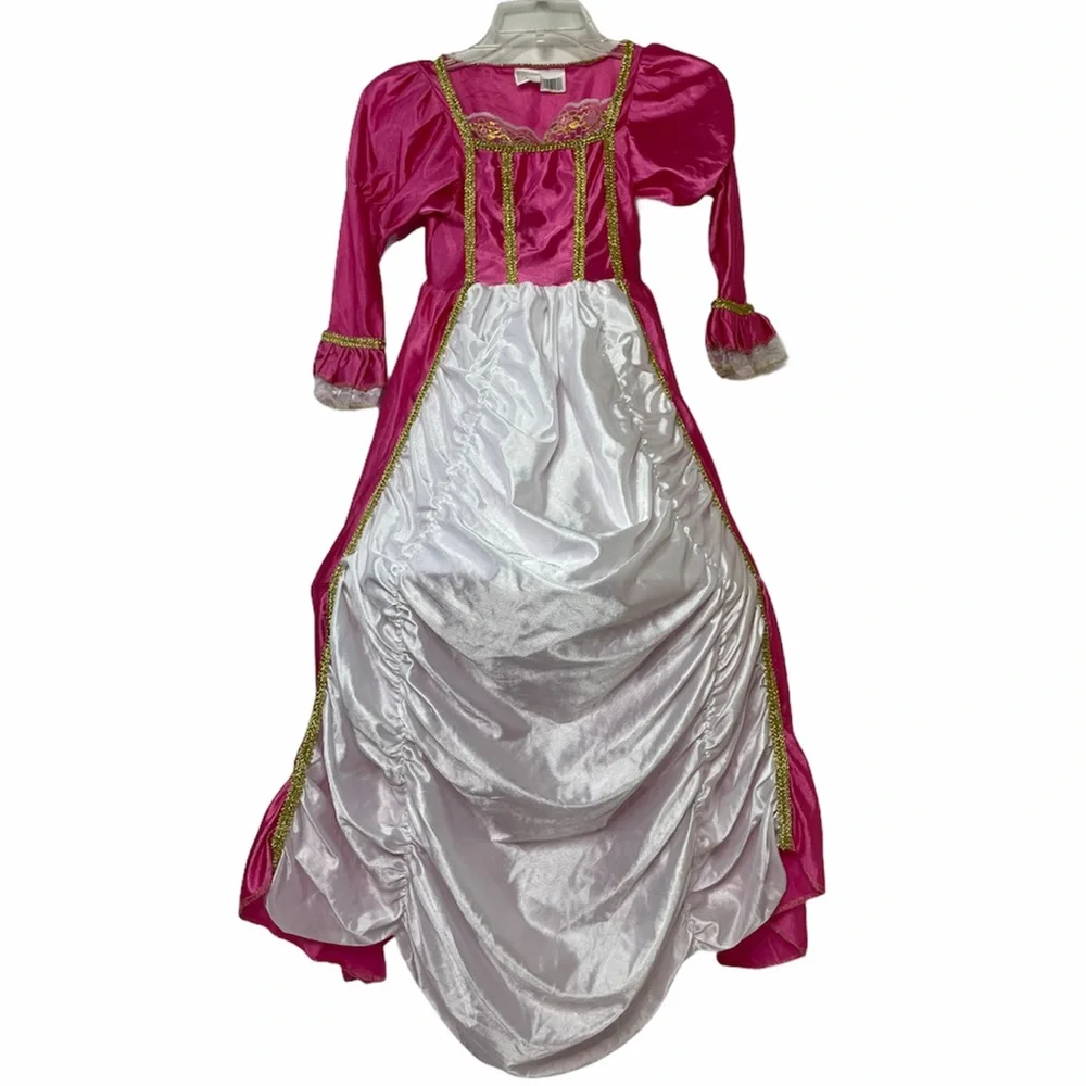 Princess Ball Gown Fairytale Halloween Costume Dress Up Crown Tiara Pink Gold